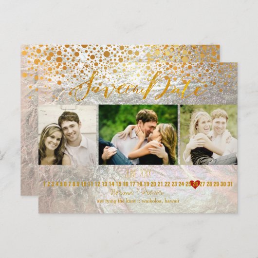 Carte Postale Faire-part PixDezines ébloui/faux foil/photos save the date (Devant / Derrière)