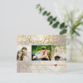 Carte Postale Faire-part PixDezines ébloui/faux foil/photos save the date (Debout devant)