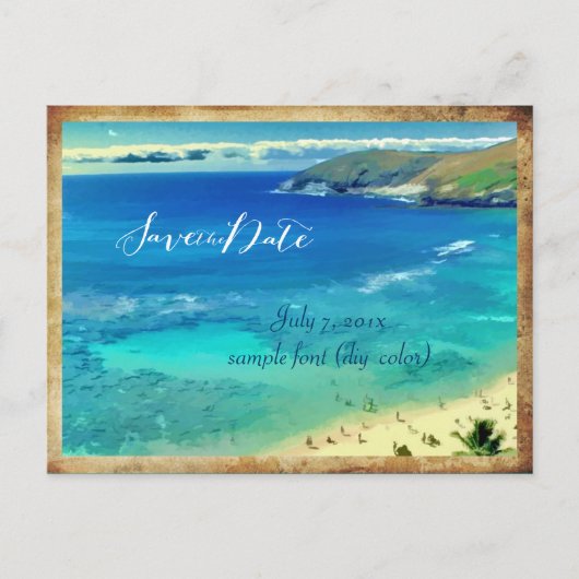 Carte Postale Faire-part PixDezines/enregistrer la date/baie de hanauma vin (Devant)