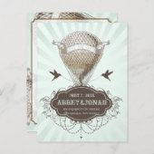 Carte Postale Faire-part PixDezines/enregistrer la date/ballon à air chaud (Devant / Derrière)