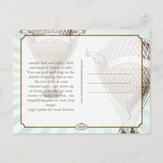 Carte Postale Faire-part PixDezines/enregistrer la date/ballon à air chaud (Dos)