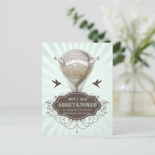 Carte Postale Faire-part PixDezines/enregistrer la date/ballon à air chaud (Debout devant)