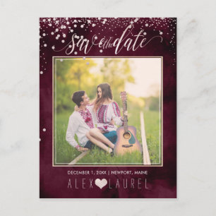 Carte Postale Faire-part PixDezines Enregistrer la date/Confetti rose vif