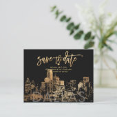 Carte Postale Faire-part PixDezines/Enregistrer la date Dallas Skyline/Faux (Debout devant)