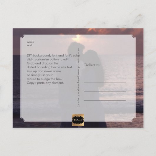 Carte Postale Faire-part PixDezines Enregistrer la date/Faux Gold (Dos)