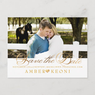 Carte Postale Faire-part PixDezines Enregistrer la date/Faux Gold/Fancy Scr