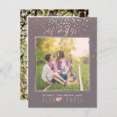Carte Postale Faire-part PixDezines Enregistrer la date/Faux Rose Gold Conf (Devant / Derrière)