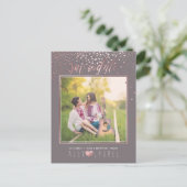 Carte Postale Faire-part PixDezines Enregistrer la date/Faux Rose Gold Conf (Debout devant)