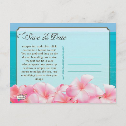 Carte Postale Faire-part PixDezines/enregistrer la date/frangipanier rose+p (Dos)