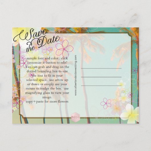 Carte Postale Faire-part PixDezines/enregistrer la date/hula dream/hawaii v (Dos)