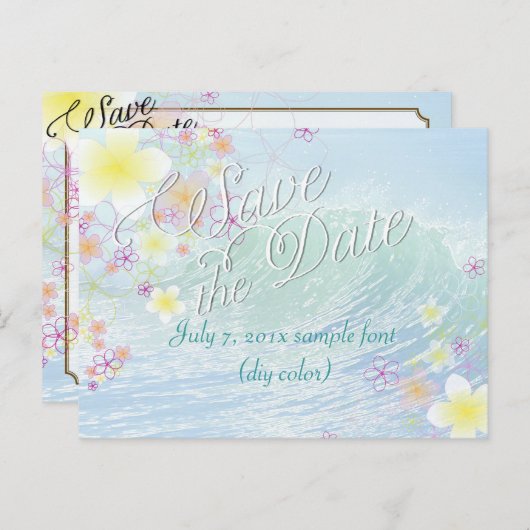 Carte Postale Faire-part PixDezines/enregistrer la date/hula dream/waves (Devant / Derrière)