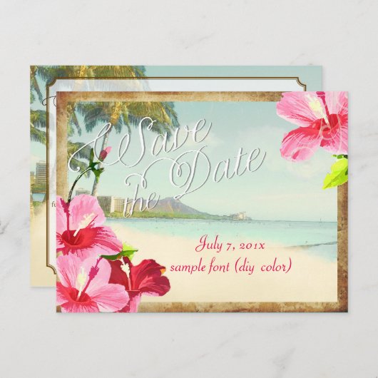 Carte Postale Faire-part PixDezines/enregistrer la date/la renonciation vin (Devant / Derrière)