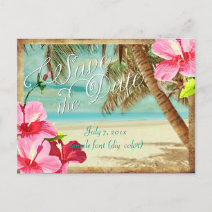 Carte Postale Faire-part PixDezines/enregistrer la date/plage tropicale vin