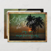 Carte Postale Faire-part PixDezines/enregistrer la date/plage tropicale vin (Devant / Derrière)