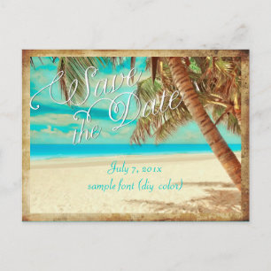 Carte Postale Faire-part PixDezines/enregistrer la date/plage tropicale vin