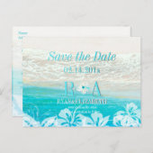 Carte Postale Faire-part PixDezines enregistrer la date plage+vagues (Devant / Derrière)