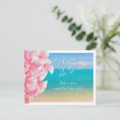 Carte Postale Faire-part PixDezines/enregistrer la date/plumeria rose+plage (Debout devant)