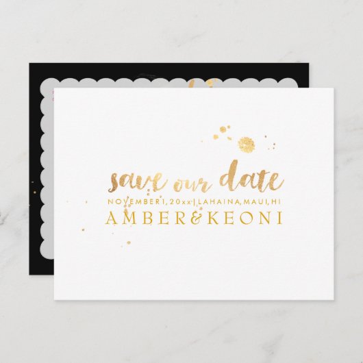 Carte Postale Faire-part PixDezines Enregistrer la date/stylish Faux Gold S (Devant / Derrière)