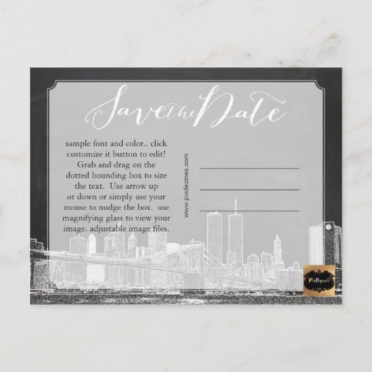 Carte Postale Faire-part PixDezines/Enregistrer la date/tableau noir/Tour j (Dos)