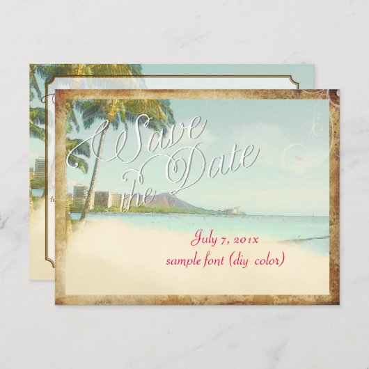 Carte Postale Faire-part PixDezines/enregistrer la date/tête de diamant vin (Devant / Derrière)