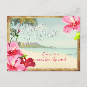 Carte Postale Faire-part PixDezines/enregistrer la date/vintage waikiki
