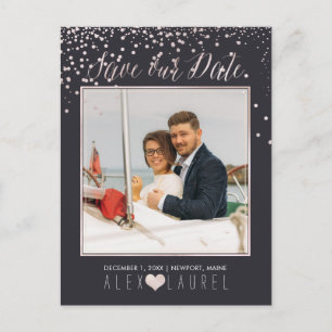 Carte Postale Faire-part PixDezines Enregistrez la date/Confettis rose blus