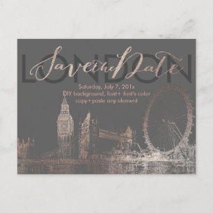 Carte Postale Faire-part PixDezines/Faire-part/Pink Gold/Horizon de Londres