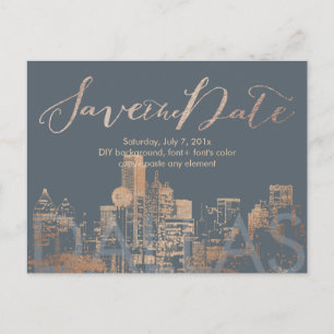 Carte Postale Faire-part PixDezines/Faire suivre/Pink Gold/Dallas Skyline