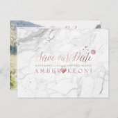 Carte Postale Faire-part PixDezines Fausse Rose en Or/Marbre/Enregistrez no (Devant / Derrière)