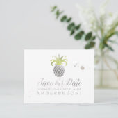 Carte Postale Faire-part PixDezines Faux Ananas/Argent/Sauvons notre Date (Debout devant)