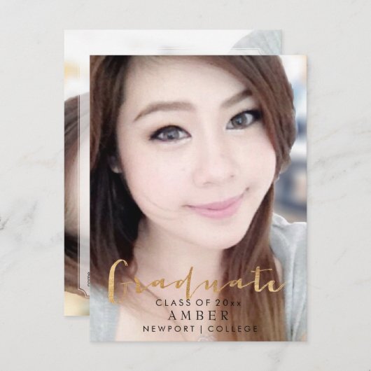 Carte Postale Faire-part PixDezines Faux Gold Fun Font/Gradate photo (Devant / Derrière)