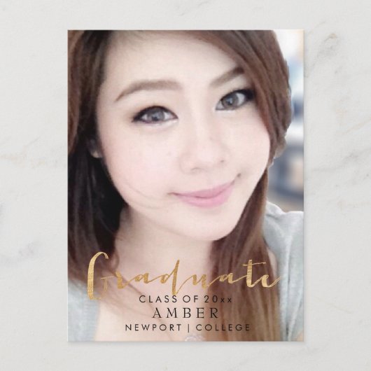 Carte Postale Faire-part PixDezines Faux Gold Fun Font/Gradate photo (Devant)