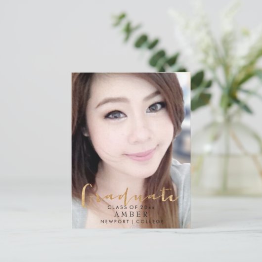 Carte Postale Faire-part PixDezines Faux Gold Fun Font/Gradate photo (Debout devant)