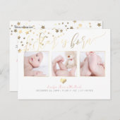 Carte Postale Faire-part PixDezines Faux Gold Stars/Birth Annonce (Devant / Derrière)