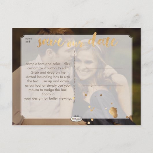 Carte Postale Faire-part PixDezines Faux Or Chadelier/enregistrer notre dat (Dos)