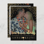 Carte Postale Faire-part PixDezines faux or/confetti/date d'enregistrement/ (Devant / Derrière)