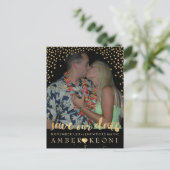 Carte Postale Faire-part PixDezines faux or/confetti/date d'enregistrement/ (Debout devant)