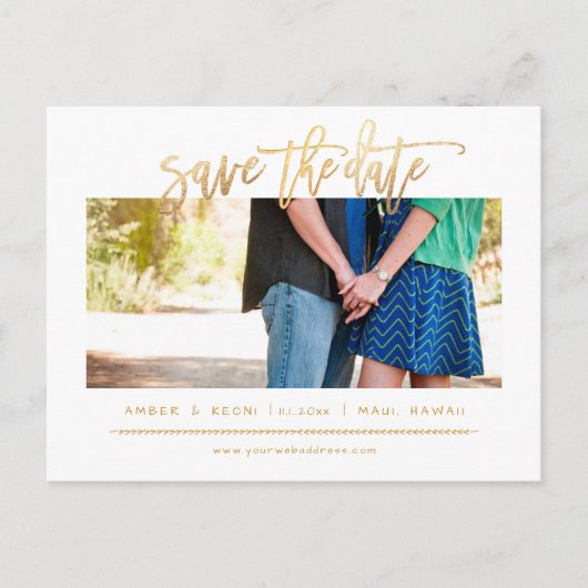 Carte Postale Faire-part PixDezines Faux Or Moderne Écriture Manuscrite (Devant)