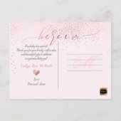 Carte Postale Faire-part PixDezines Faux Rose Gold Confetti/Faire Annoncer (Dos)