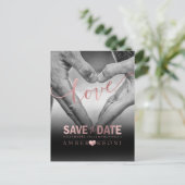 Carte Postale Faire-part PixDezines Faux Rose Gold Enregistrer la date/le c (Debout devant)