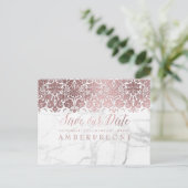 Carte Postale Faire-part PixDezines Faux Rose Gold/Lace+Marbre/Save Date (Debout devant)