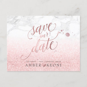 Carte Postale Faire-part PixDezines Faux Rose Gold/Marbre/Enregistrer notre