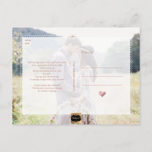 Carte Postale Faire-part PixDezines Faux Rose Gold/Marbre/Enregistrer notre (Dos)