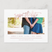 Carte Postale Faire-part PixDezines Faux Rose Gold Moderne Brush Script (Devant)