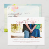 Carte Postale Faire-part PixDezines Faux Rose Gold Moderne Pinceau Script (Devant / Derrière)