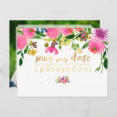 Carte Postale Faire-part PixDezines floral/enregistrer la date/la photo (Devant / Derrière)