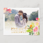 Carte Postale Faire-part PixDezines Floral Printanier Enregistrer la Date (Devant)