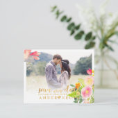 Carte Postale Faire-part PixDezines Floral Printanier Enregistrer la Date (Debout devant)