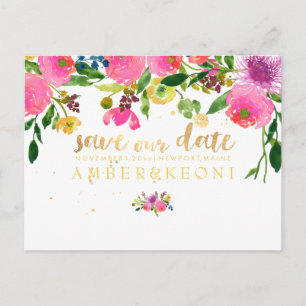 Carte Postale Faire-part PixDezines floral/sauvegarder la date/la photo