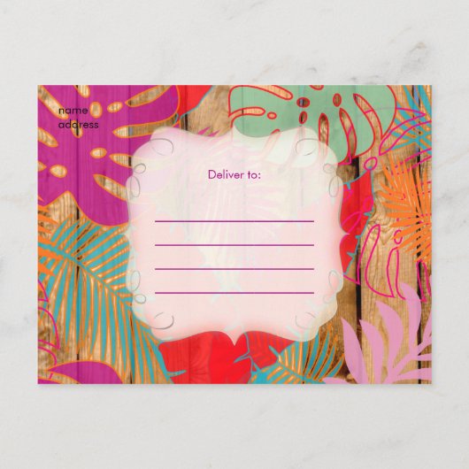 Carte Postale Faire-part PixDezines forêt tropicale/graduation/luau/DIYeven (Dos)